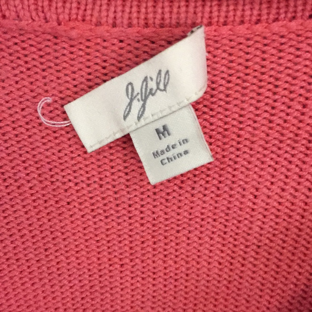 J Jill Pink Peach Cotton Silk Blend Cardigan Sweater Size Medium - Picture 8 of 14